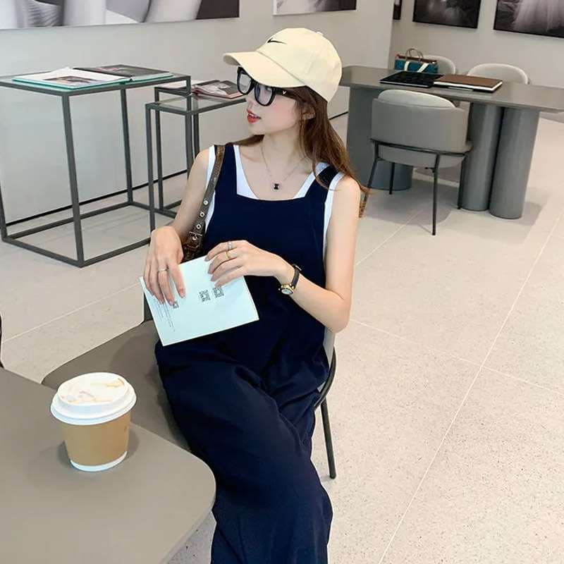 40代ファッション レディース 大人のゆったりサマーサロペット