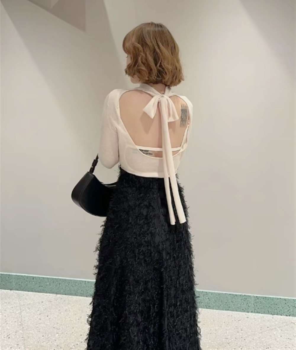 40代ファッション レディース フェザータッチ ロングスカート