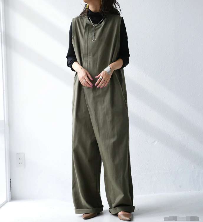 40代ファッション レディース エレガントワイドサロペット