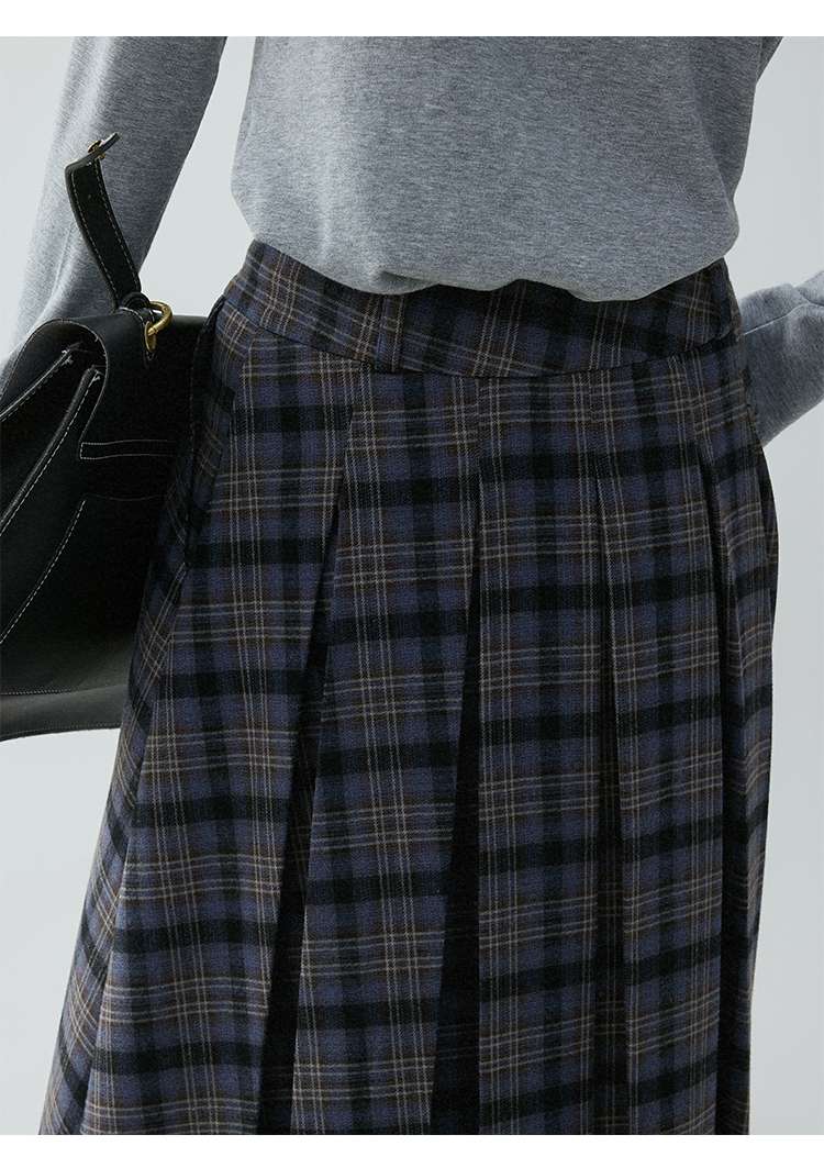 40代レディースファッション あったか上質チェック柄ロングスカート