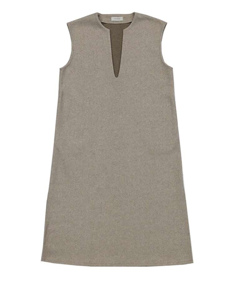 40代ファッション レディース レイヤード風ベスト付きロングワンピース