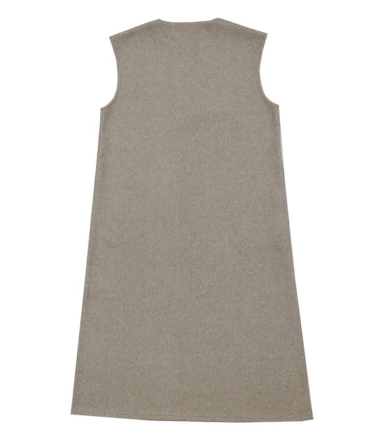 40代ファッション レディース レイヤード風ベスト付きロングワンピース