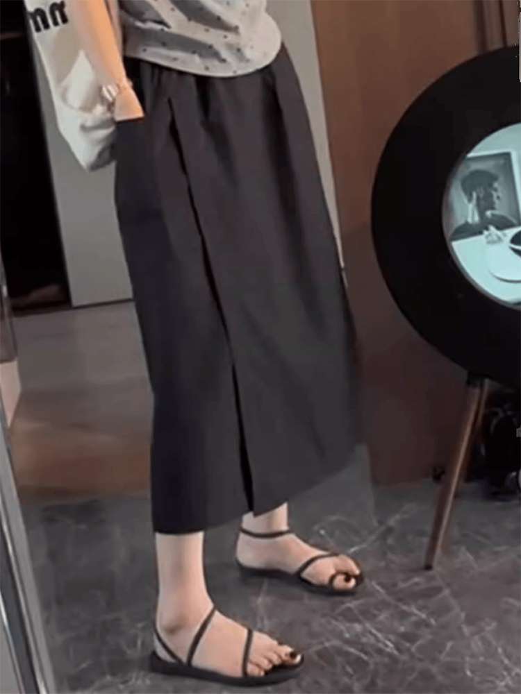 40代ファッション レディース リラックスワイドクロップドパンツ