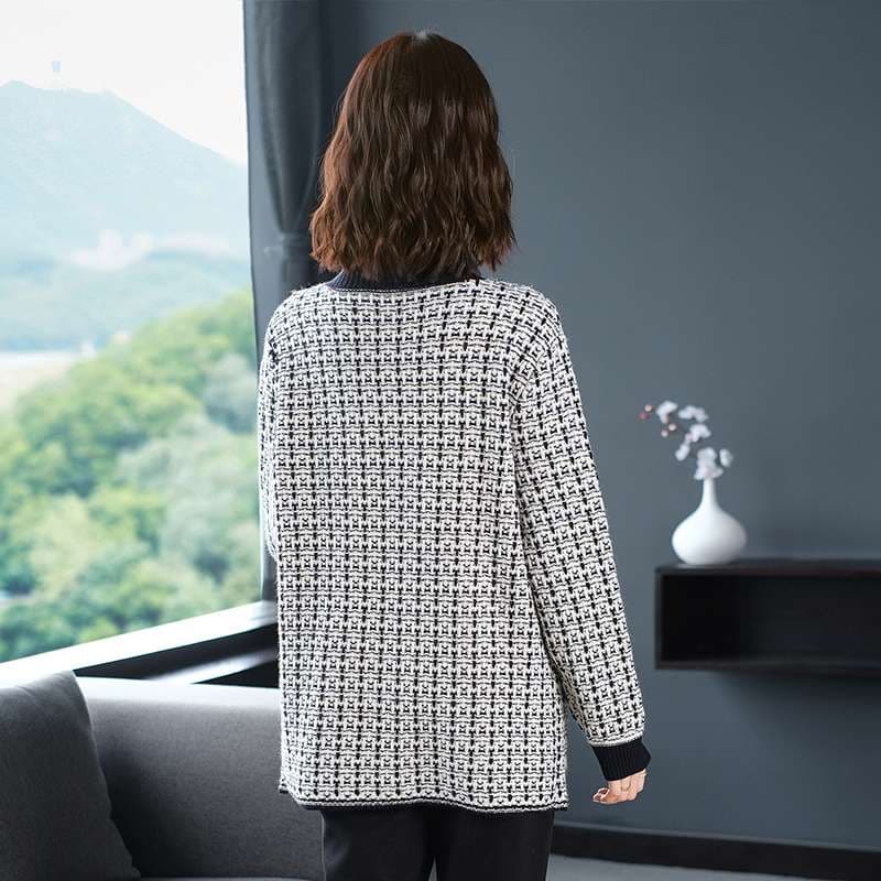 40代ファッション レディース 上品チェック柄カーディガンコート