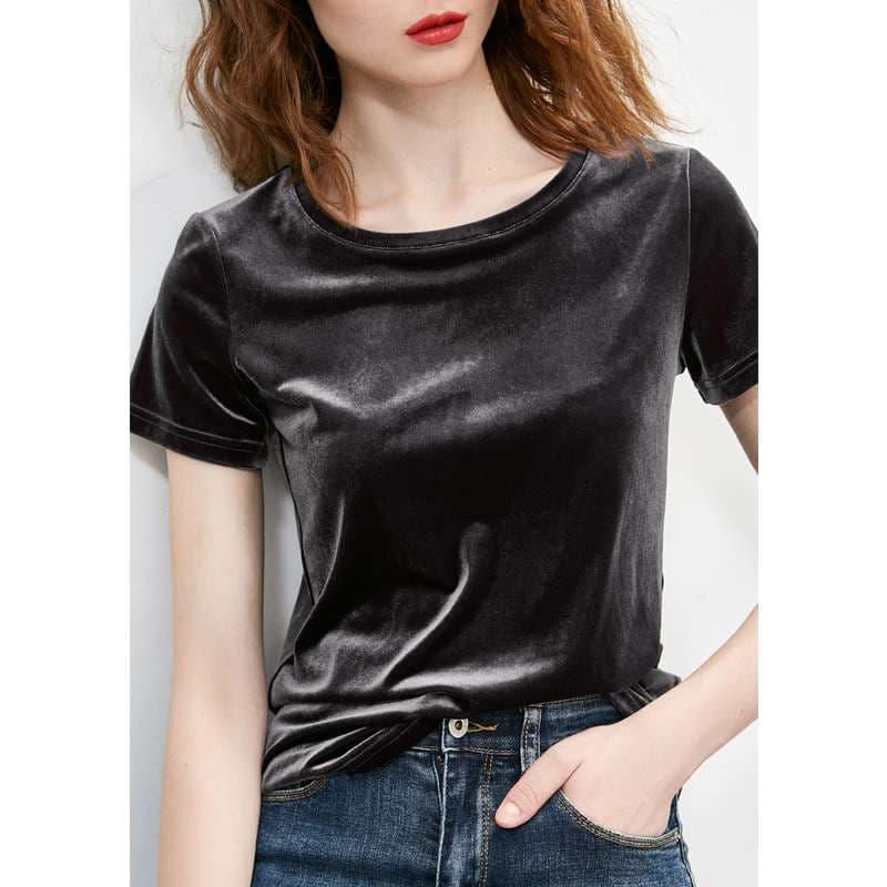 40代ファッション レディース 大人の上質ベロアカットソー