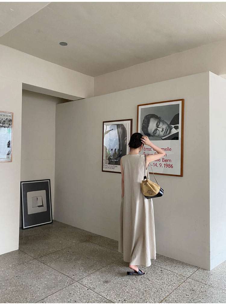 40代ファッション レディース エレガントノースリーブマキシワンピース