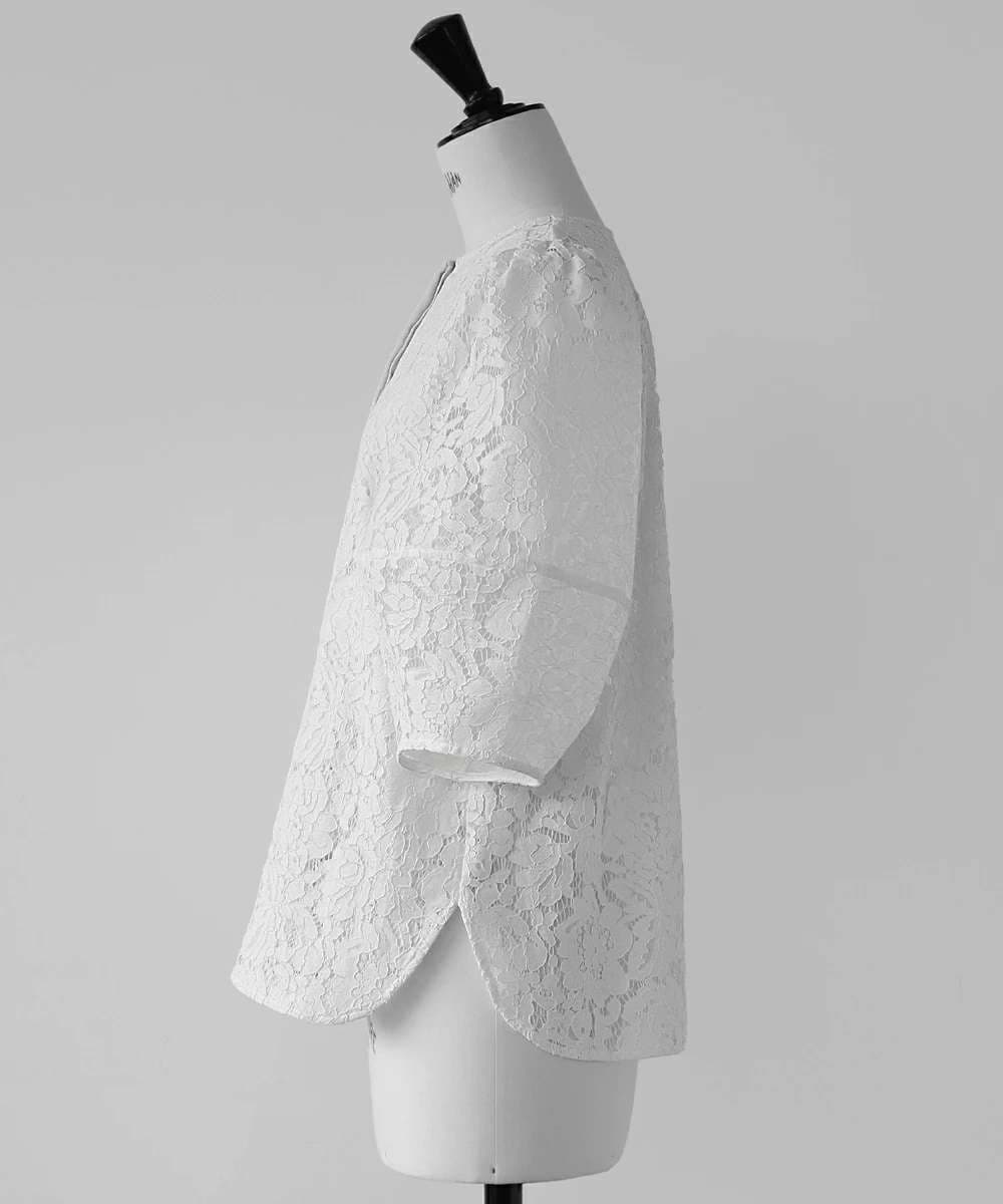 40代ファッション レディース レース編みパフスリーブジャケット