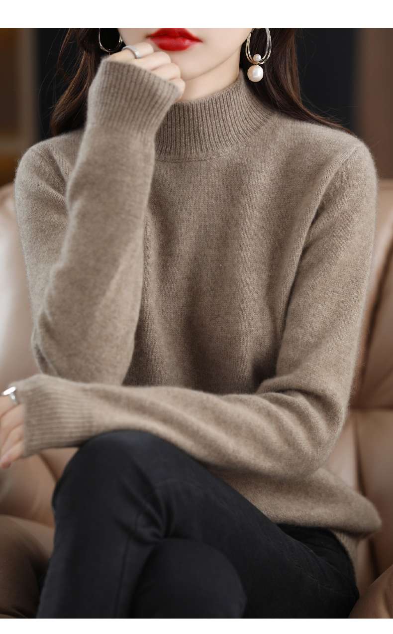 40代レディースファッション 秋冬ハイネックニット