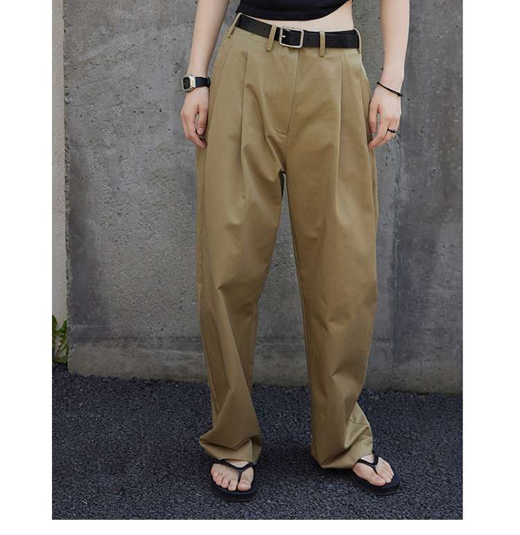 40代ファッション レディース ゆったりハイウエストワイドパンツ