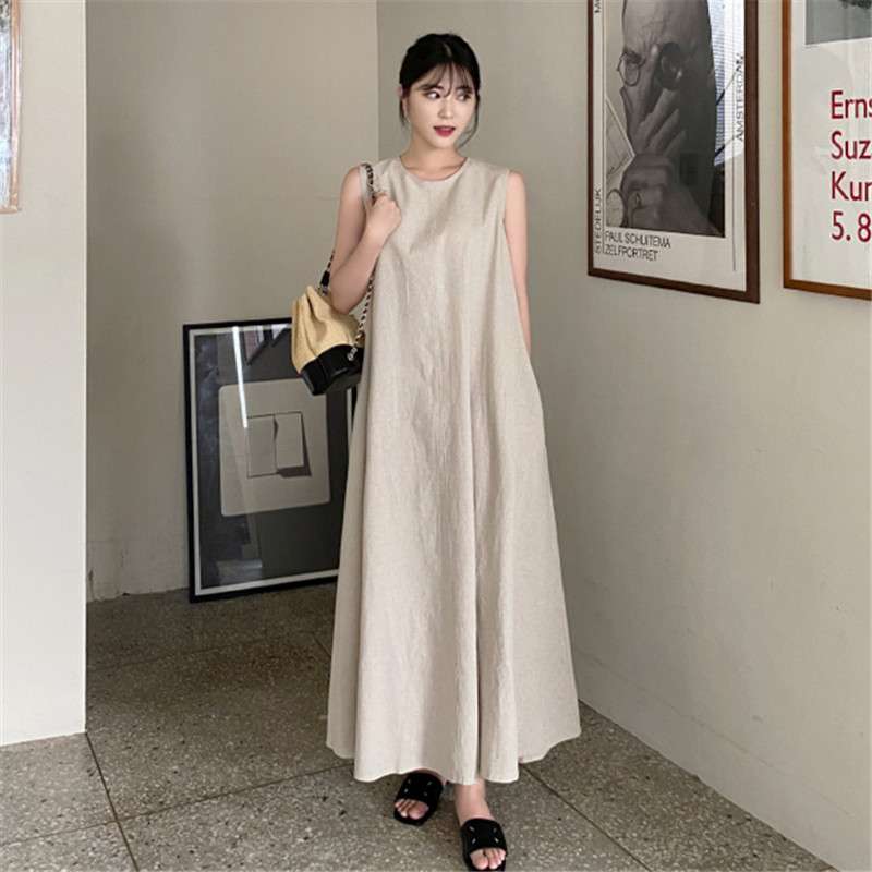 40代ファッション レディース エレガントノースリーブマキシワンピース