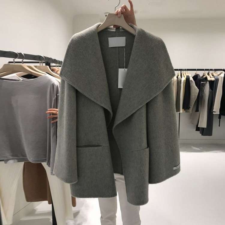 40代ファッション レディース ドレープカラーウールコート