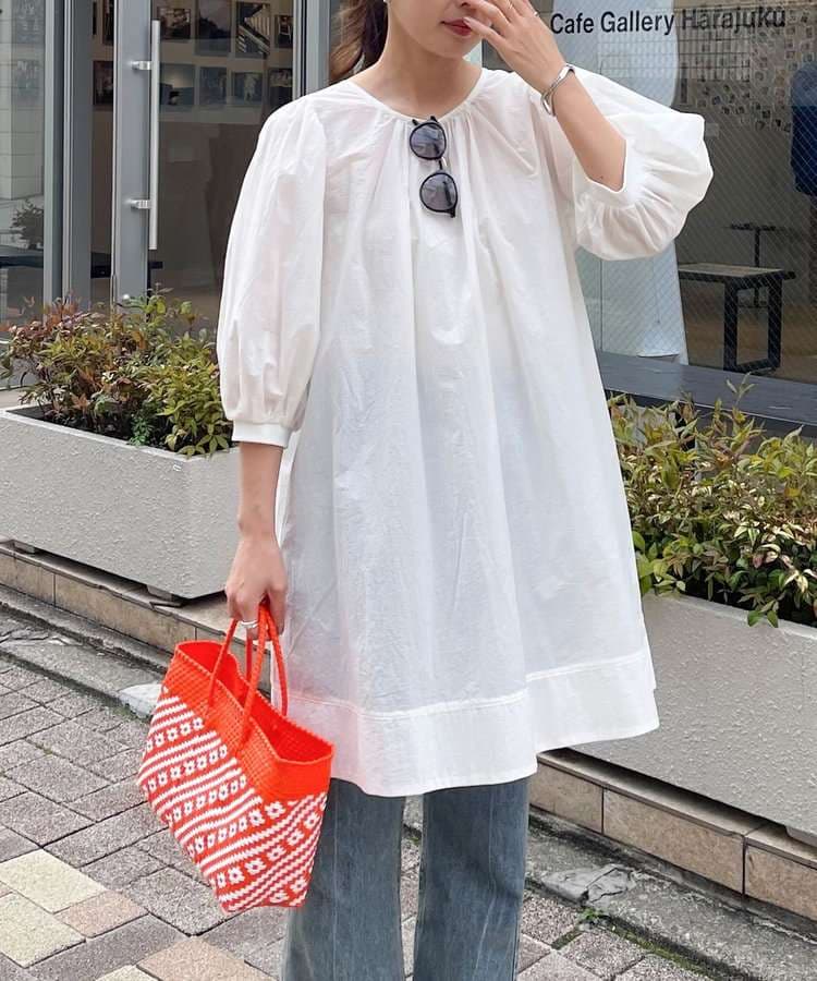 40代ファッション レディース ふんわり袖のゆったりワンピース