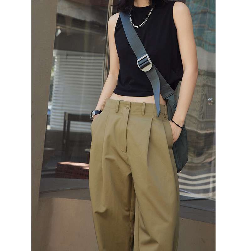 40代ファッション レディース ゆったりハイウエストワイドパンツ