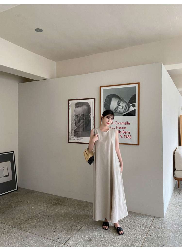 40代ファッション レディース エレガントノースリーブマキシワンピース