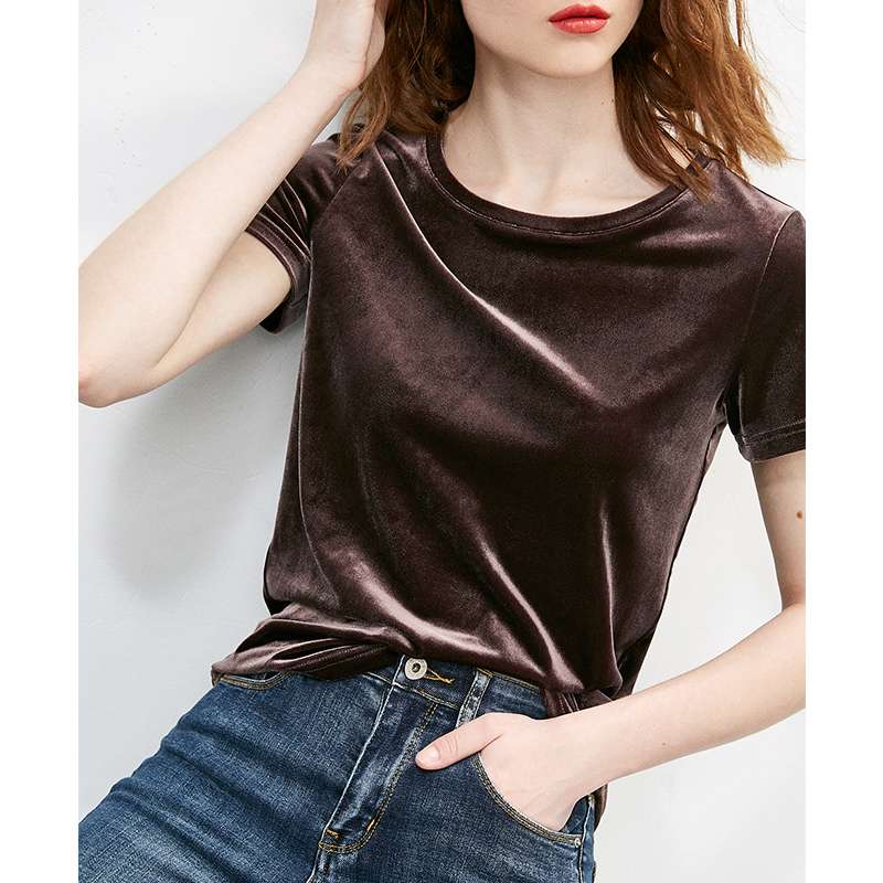 40代ファッション レディース 大人の上質ベロアカットソー