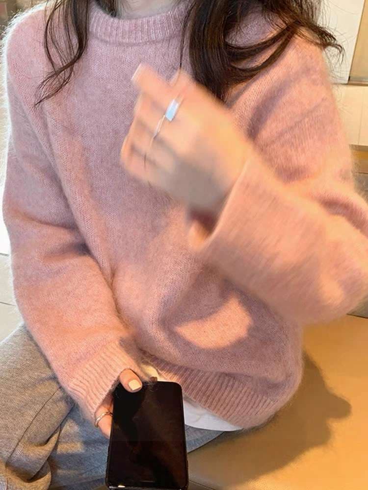 40代レディースファッション ふわもこ上質アンゴラブレンドニット