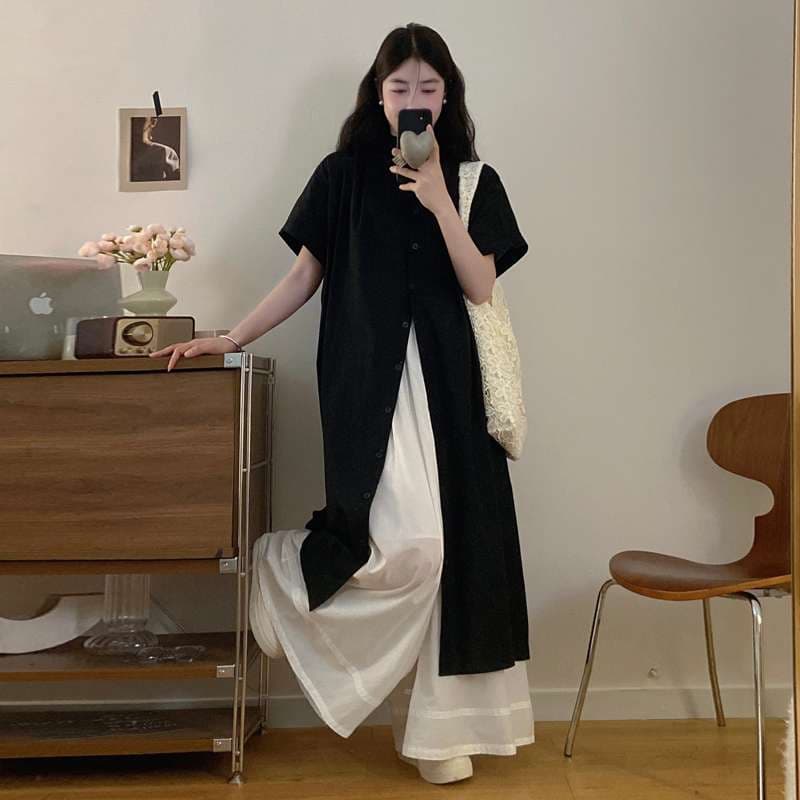 40代ファッション レディース モノトーンコントラスト ロングカーディガンワンピース