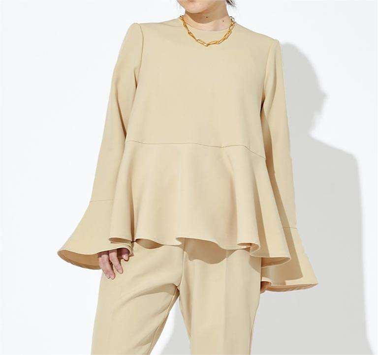 40代ファッション レディース フレア袖ペプラムブラウス