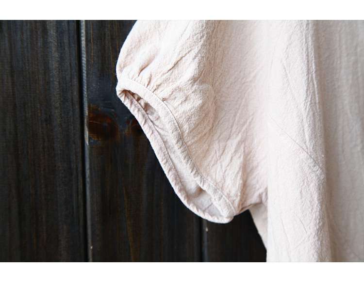 40代ファッション レディース 大人のゆったりナチュラルリネン半袖カットソー