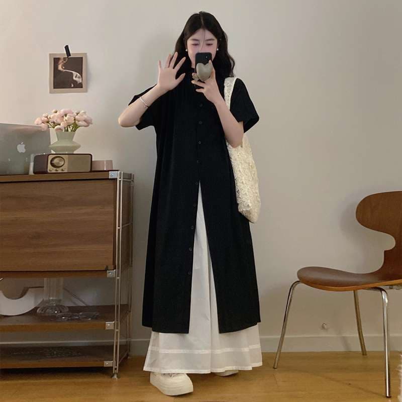 40代ファッション レディース モノトーンコントラスト ロングカーディガンワンピース