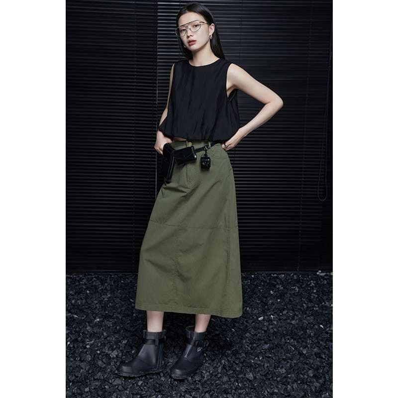 40代ファッション レディース ミリタリーテイスト ロングスカート