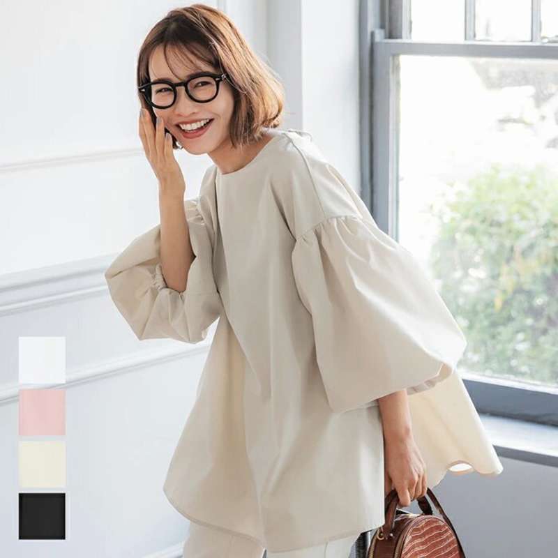 40代ファッション レディース エレガントパフスリーブセットアップ