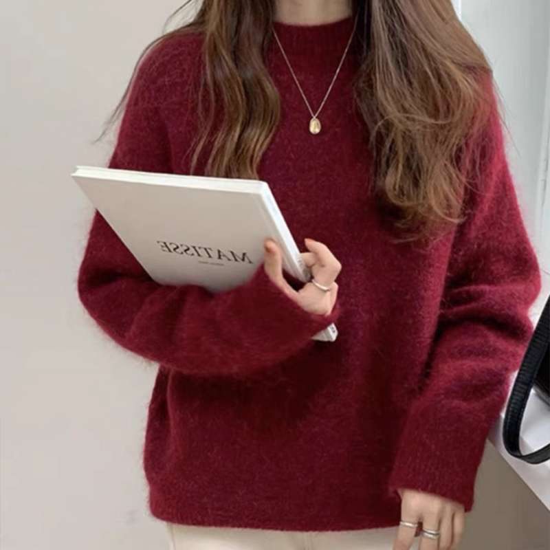 40代ファッション レディース ふんわりモヘアタッチ オーバーサイズニット