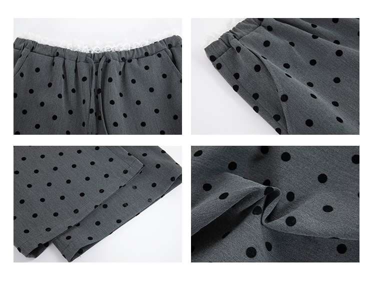 40代ファッション レディース アーバンドット柄ワイドパンツ