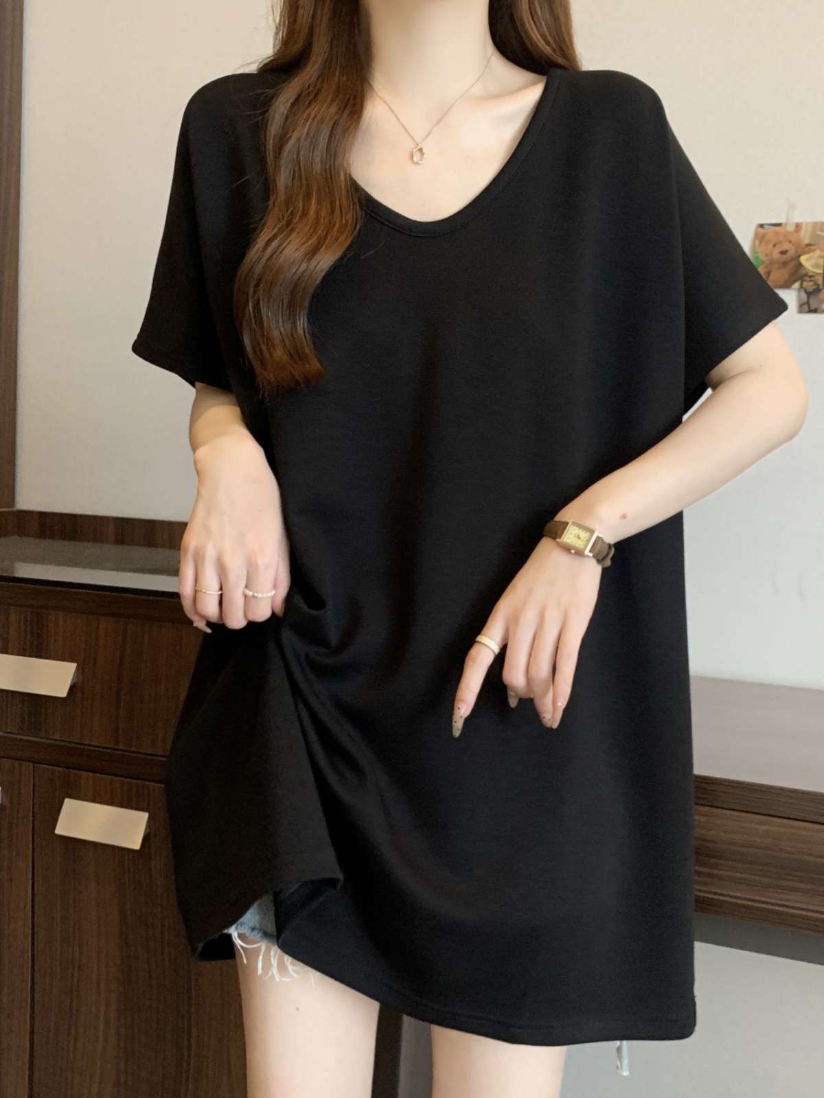 40代ファッション レディース エレガントドレープオーバーサイズTシャツ