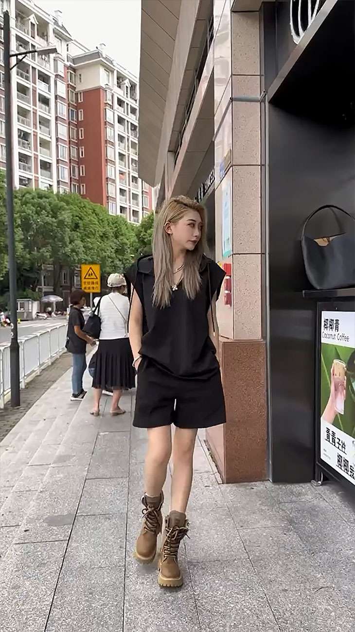 40代ファッション レディース ゆったりフード付きショートパンツセット