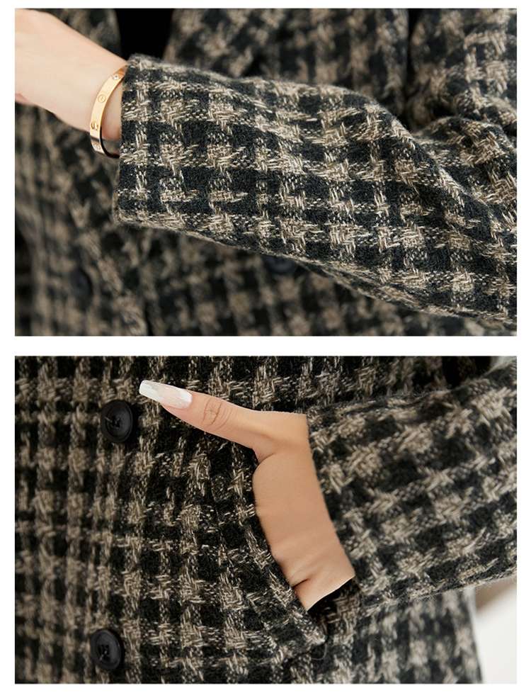 40代ファッション レディース エレガントチェック柄パンツスーツ