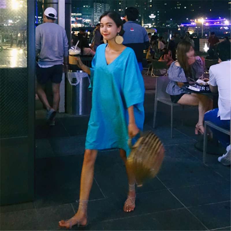 40代ファッション エレガントVネックオーバーサイズチュニック