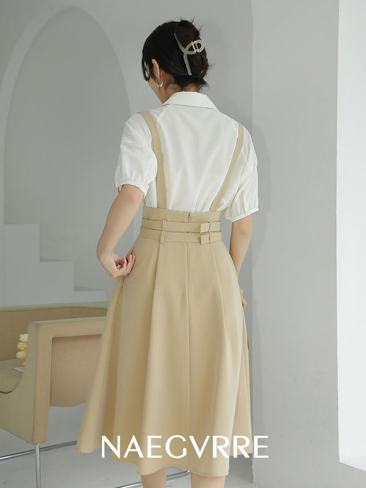 40代ファッション 40代ファッション サスペンダー付きフレアスカート