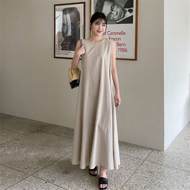40代ファッション レディース エレガントノースリーブマキシワンピース