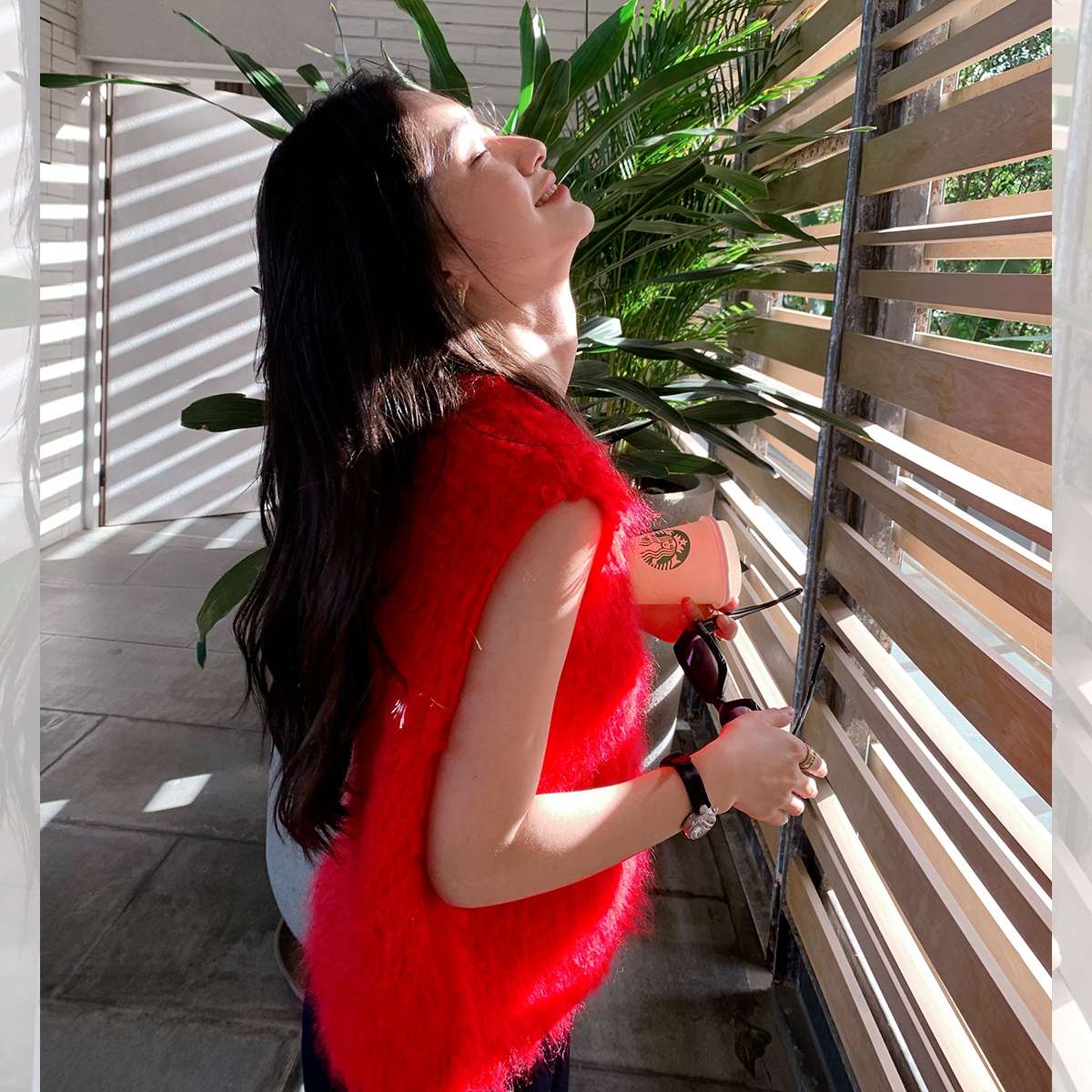 40代ファッション レディース ふわふわモヘアニットベスト