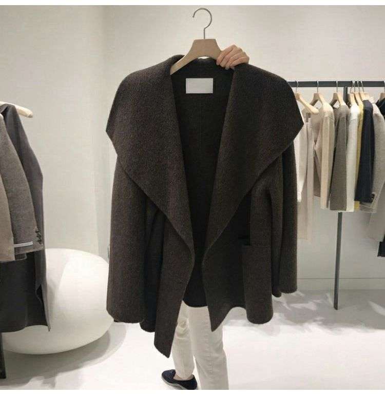 40代ファッション レディース ドレープカラーウールコート