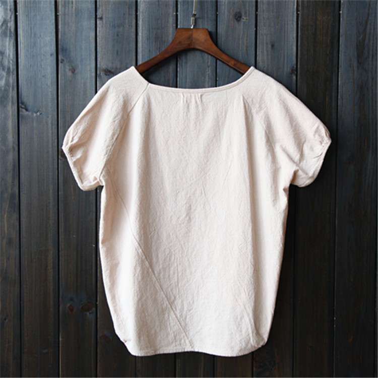 40代ファッション レディース 大人のゆったりナチュラルリネン半袖カットソー