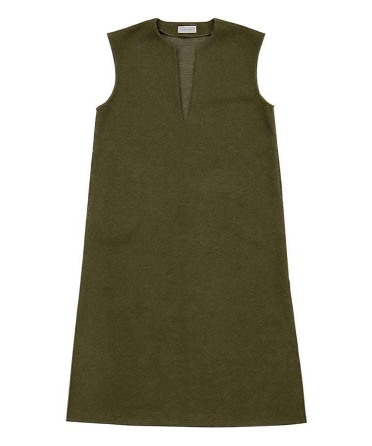 40代ファッション レディース レイヤード風ベスト付きロングワンピース