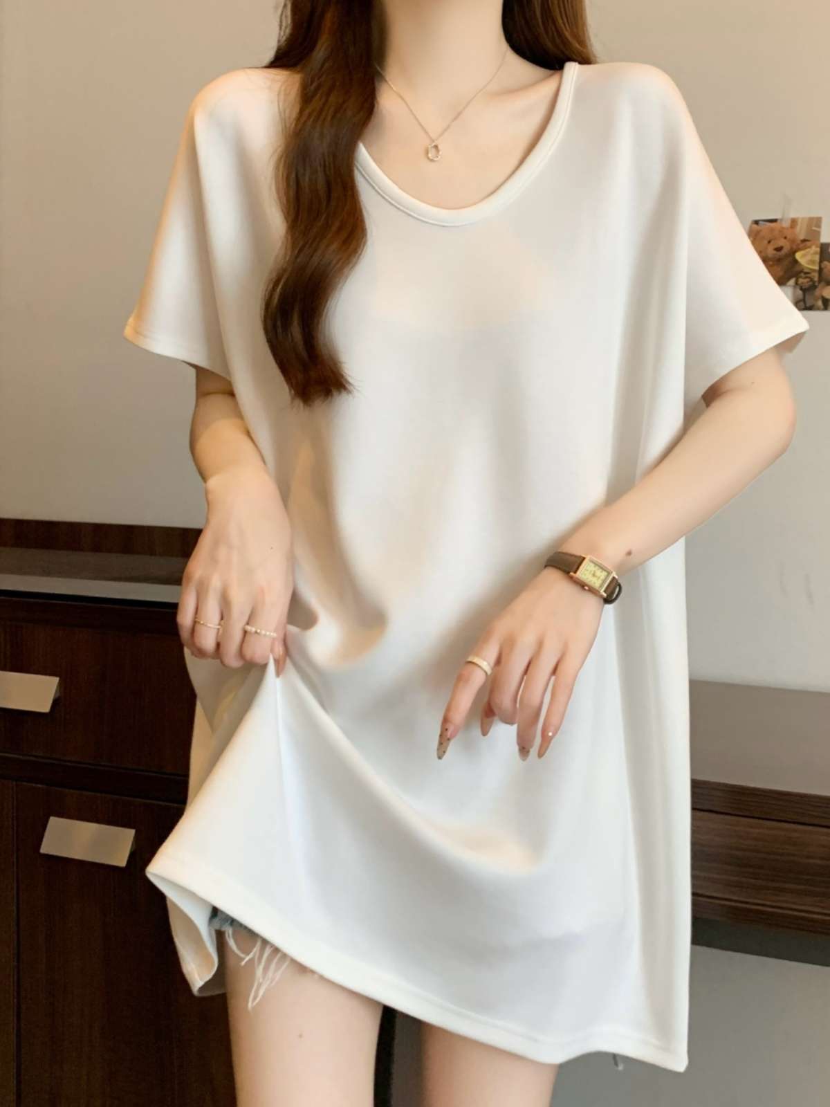40代ファッション レディース エレガントドレープオーバーサイズTシャツ
