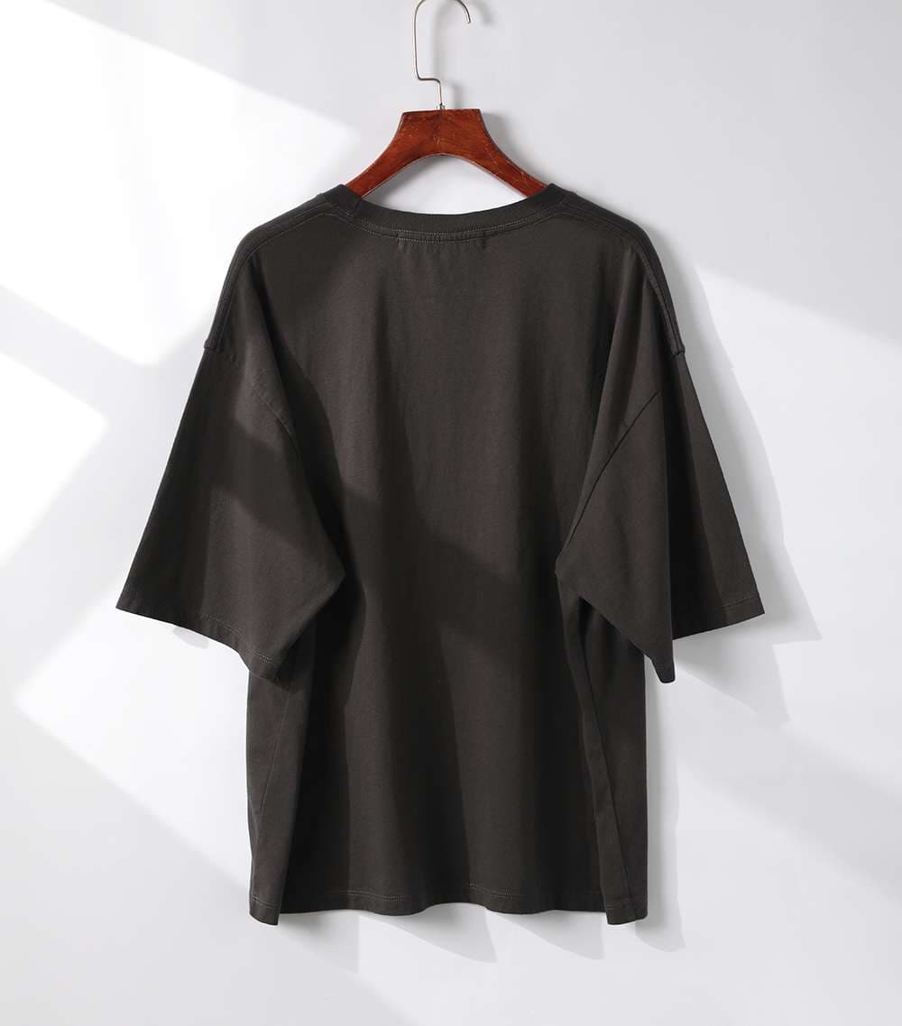 40代ファッション レディース ロゴ入りオーバーサイズTシャツ