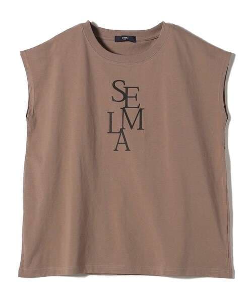 40代ファッション レディース エレガント系ロゴ入りTシャツ
