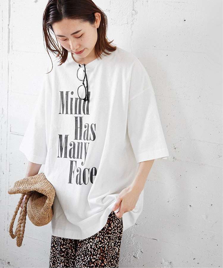 40代ファッション レディース マインド・ハズ・メニーフェイス オーバーサイズTシャツ