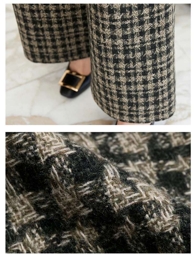 40代ファッション レディース エレガントチェック柄パンツスーツ