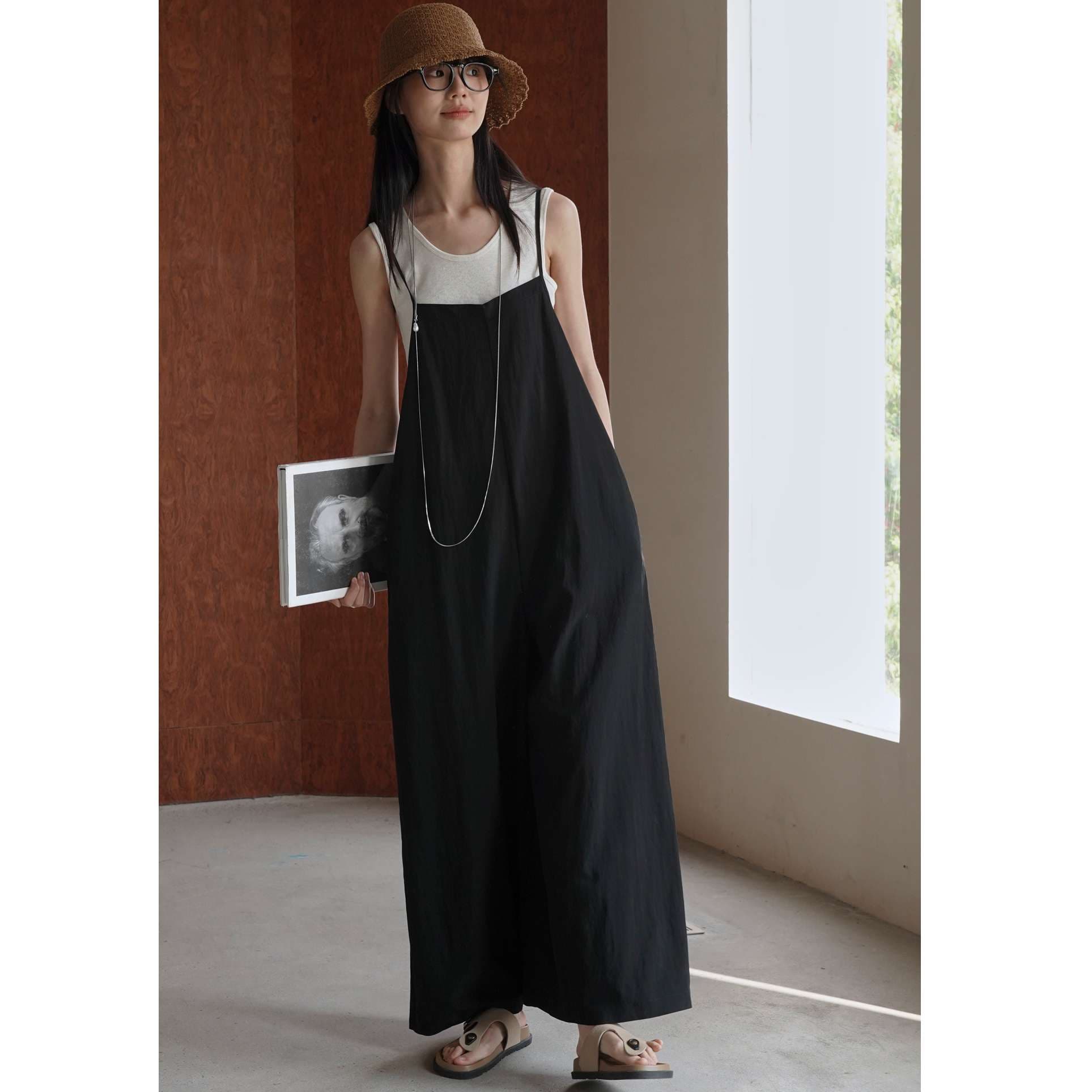 40代ファッション レディース 大人のゆったりサロペット