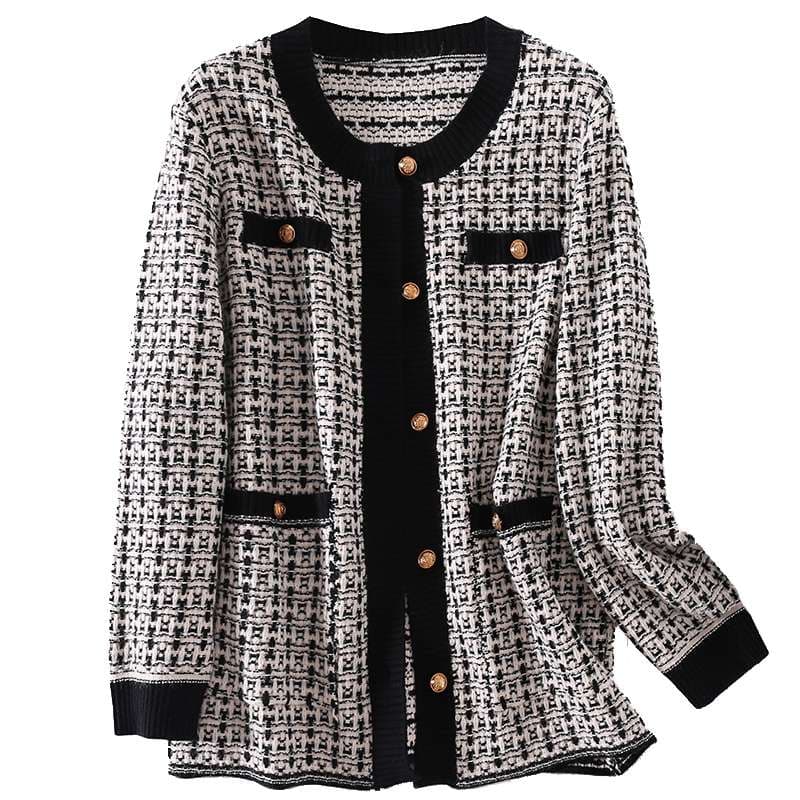 40代ファッション レディース 上品チェック柄カーディガンコート