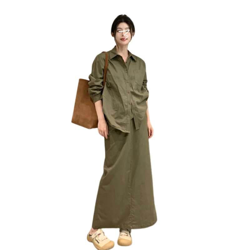 40代ファッション レディース エレガント カジュアル ロング シャツワンピース