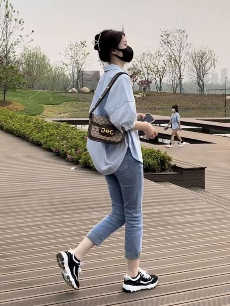 40代ファッション レディース 五部袖 二の腕カバー ゆったりシンプルシャツ