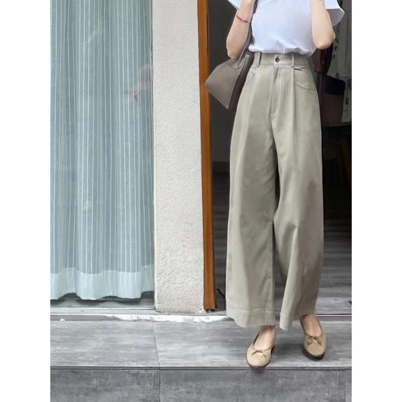 40代ファッション レディース ハイウエスト ストレート ワーク パンツ