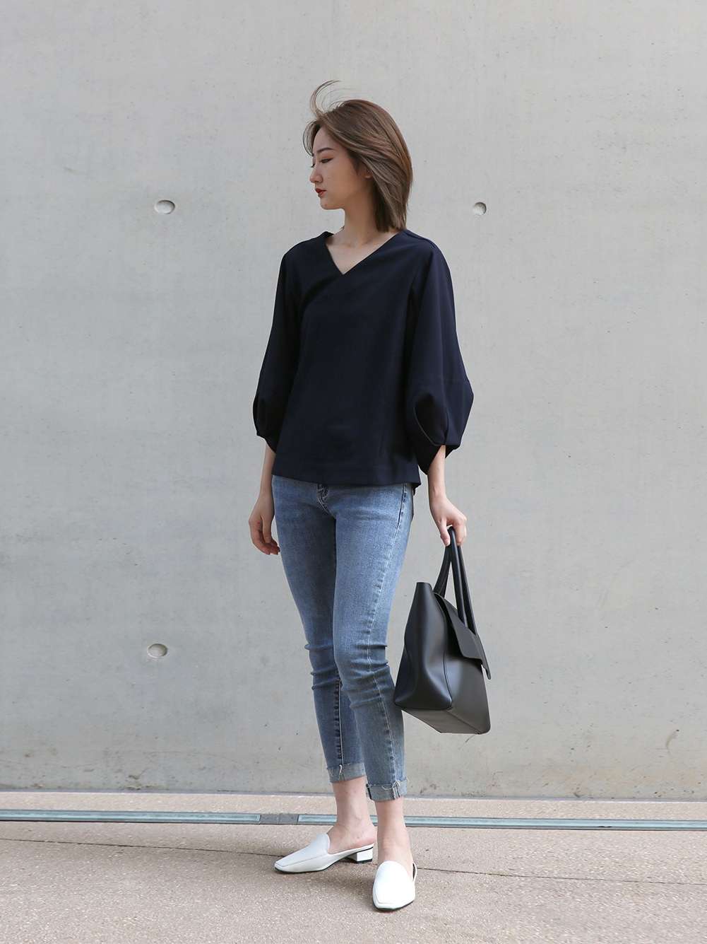 40代ファッション レディース Vネック スリーブTシャツ