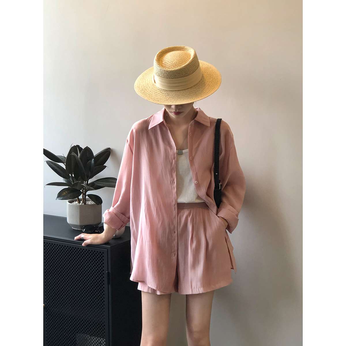 40代ファッション レディース セットアップ シャツ ショートパンツ